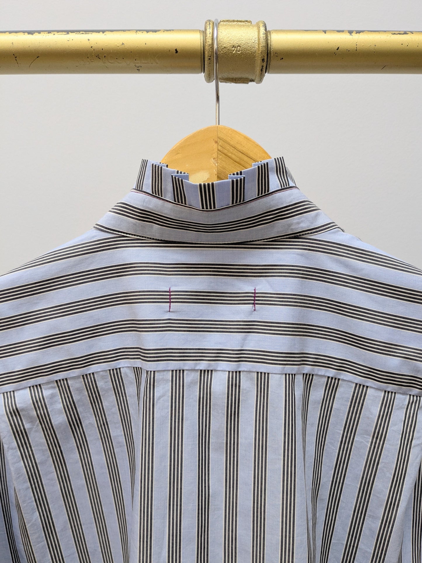 Rüschenbluse | Streifen | Blauschwarz | Unikat