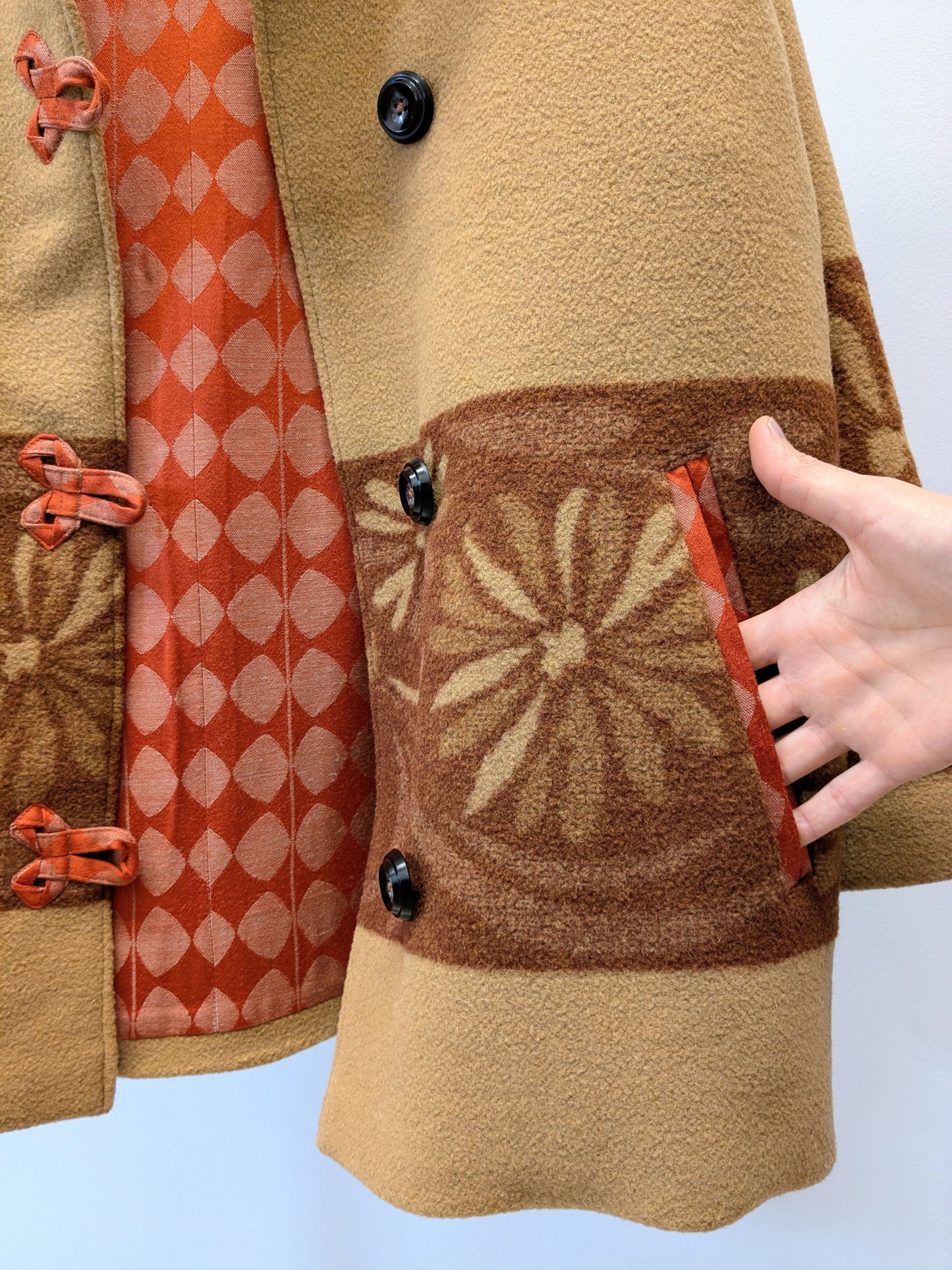 Kurzmantel Wolle | Blumen | Unikat