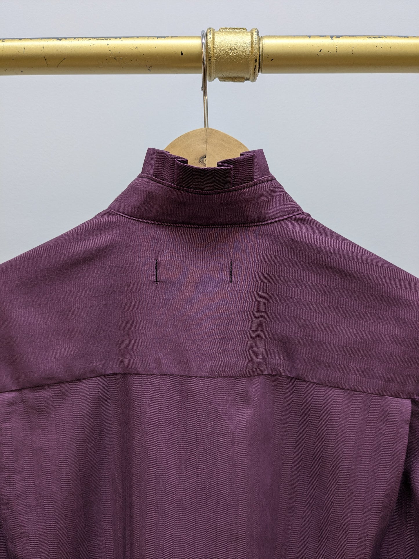 Ruffled blouse with stripes | Berry | Unique piece