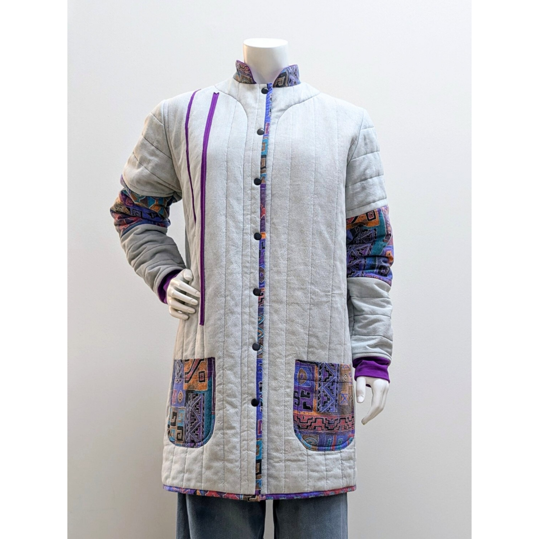 Quilted coat with ethnic stripes | One size