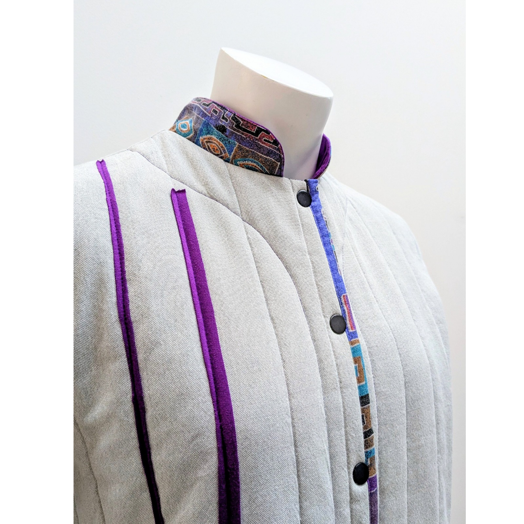 Quilted coat with ethnic stripes | One size