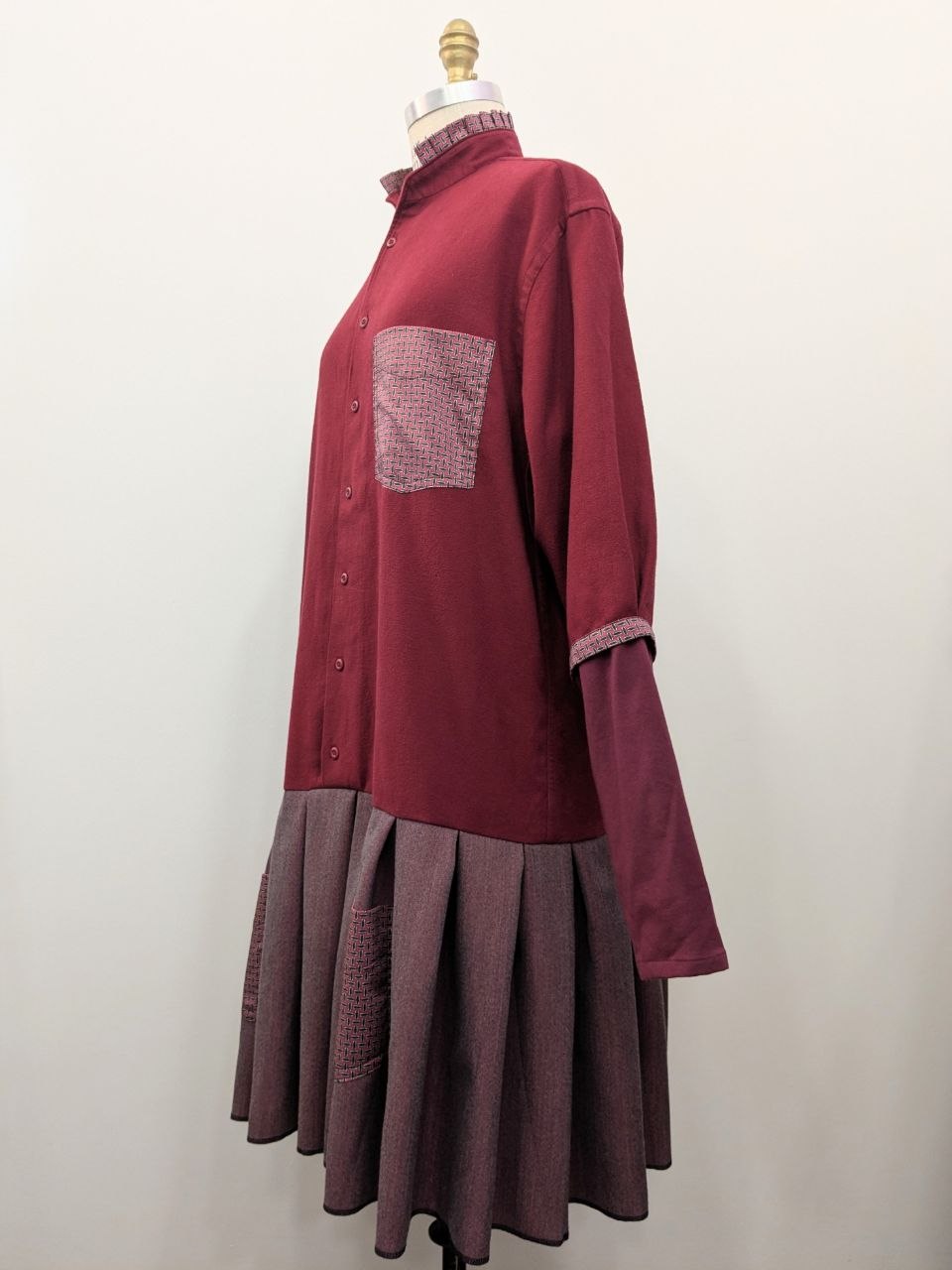 Hemdkleid | Flanell | Weinrot | Unikat