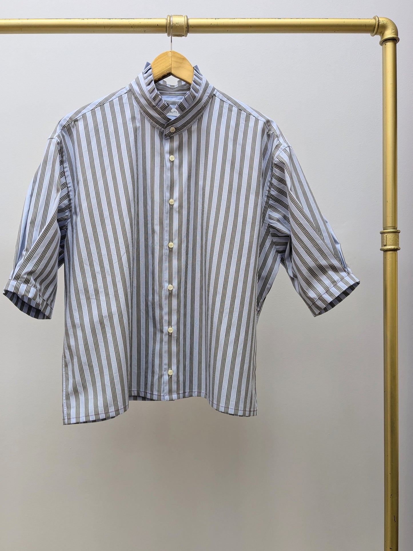 Rüschenbluse | Streifen | Blauschwarz | Unikat
