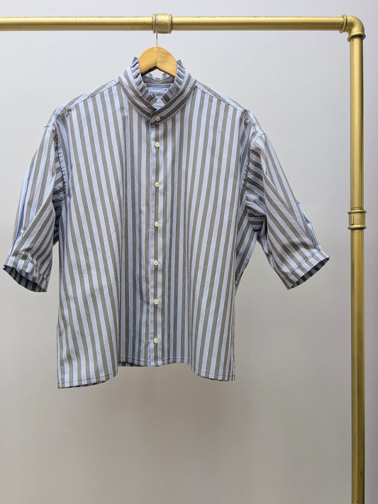 Rüschenbluse | Streifen | Blauschwarz | Unikat