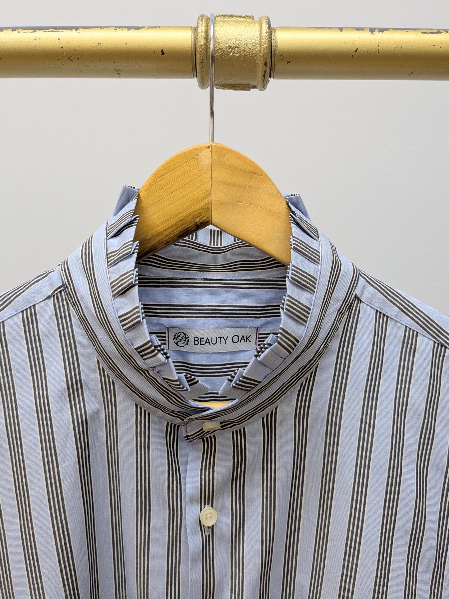 Rüschenbluse | Streifen | Blauschwarz | Unikat