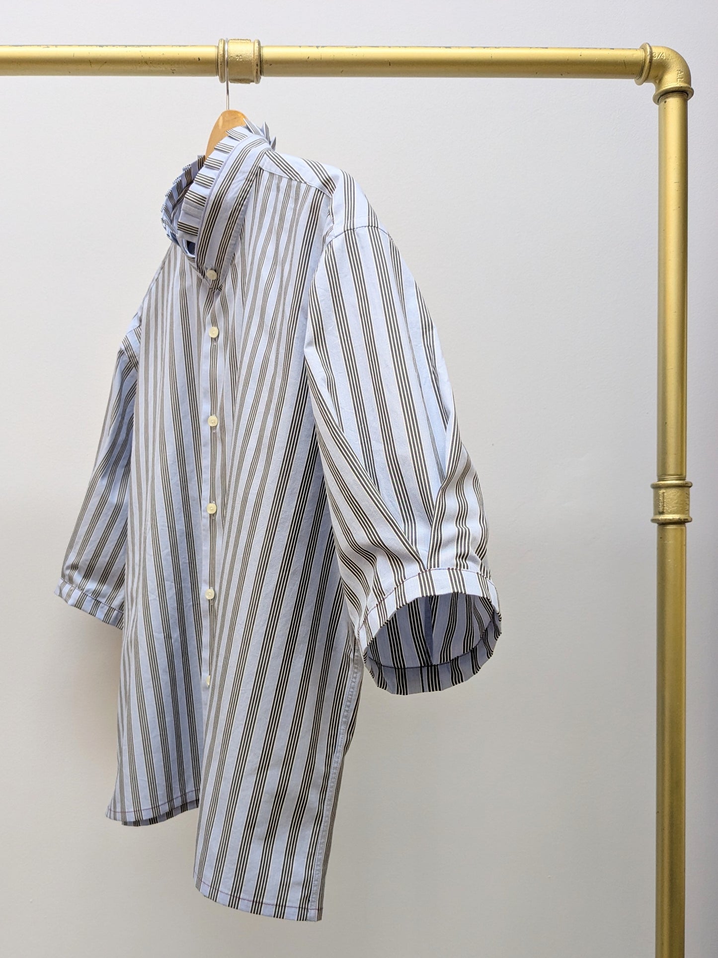 Rüschenbluse | Streifen | Blauschwarz | Unikat