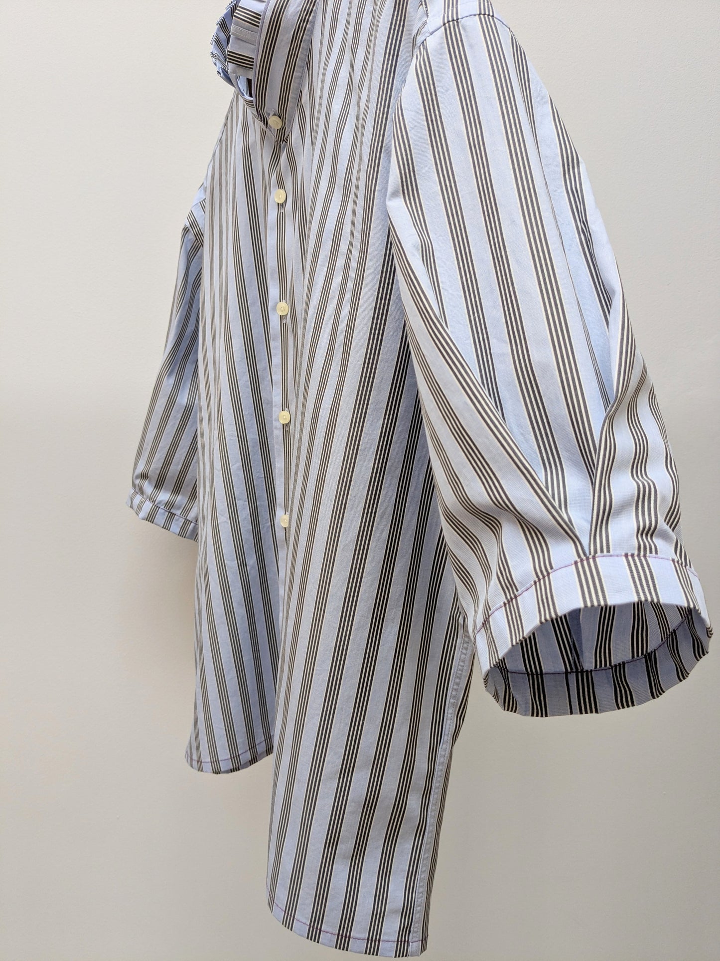 Rüschenbluse | Streifen | Blauschwarz | Unikat