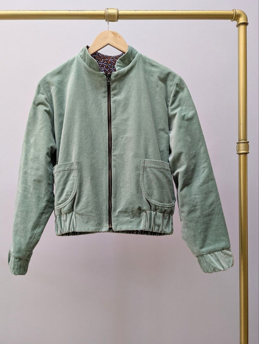 Reversible Velvet Blouson | Mint | Fine Corduroy | Floral Print