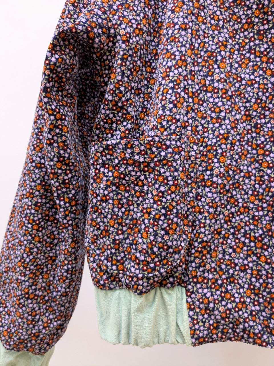 Reversible Velvet Blouson | Mint | Fine Corduroy | Floral Print