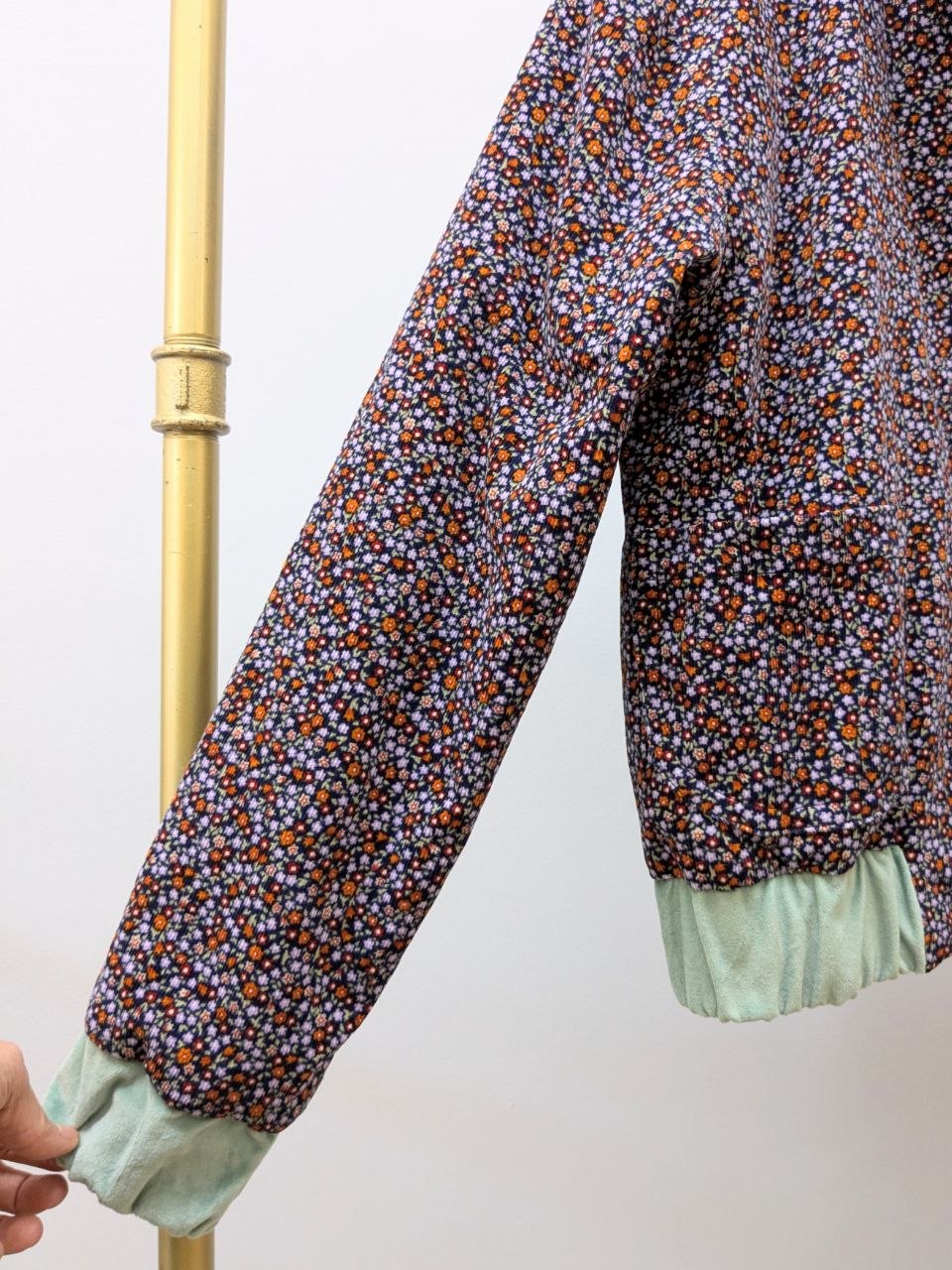 Reversible Velvet Blouson | Mint | Fine Corduroy | Floral Print