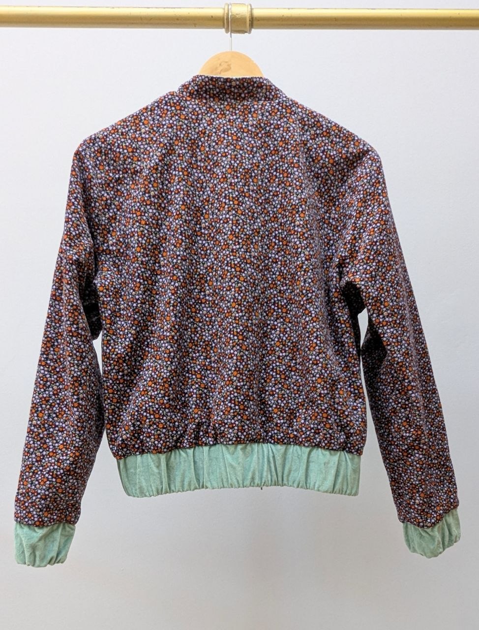 Reversible Velvet Blouson | Mint | Fine Corduroy | Floral Print