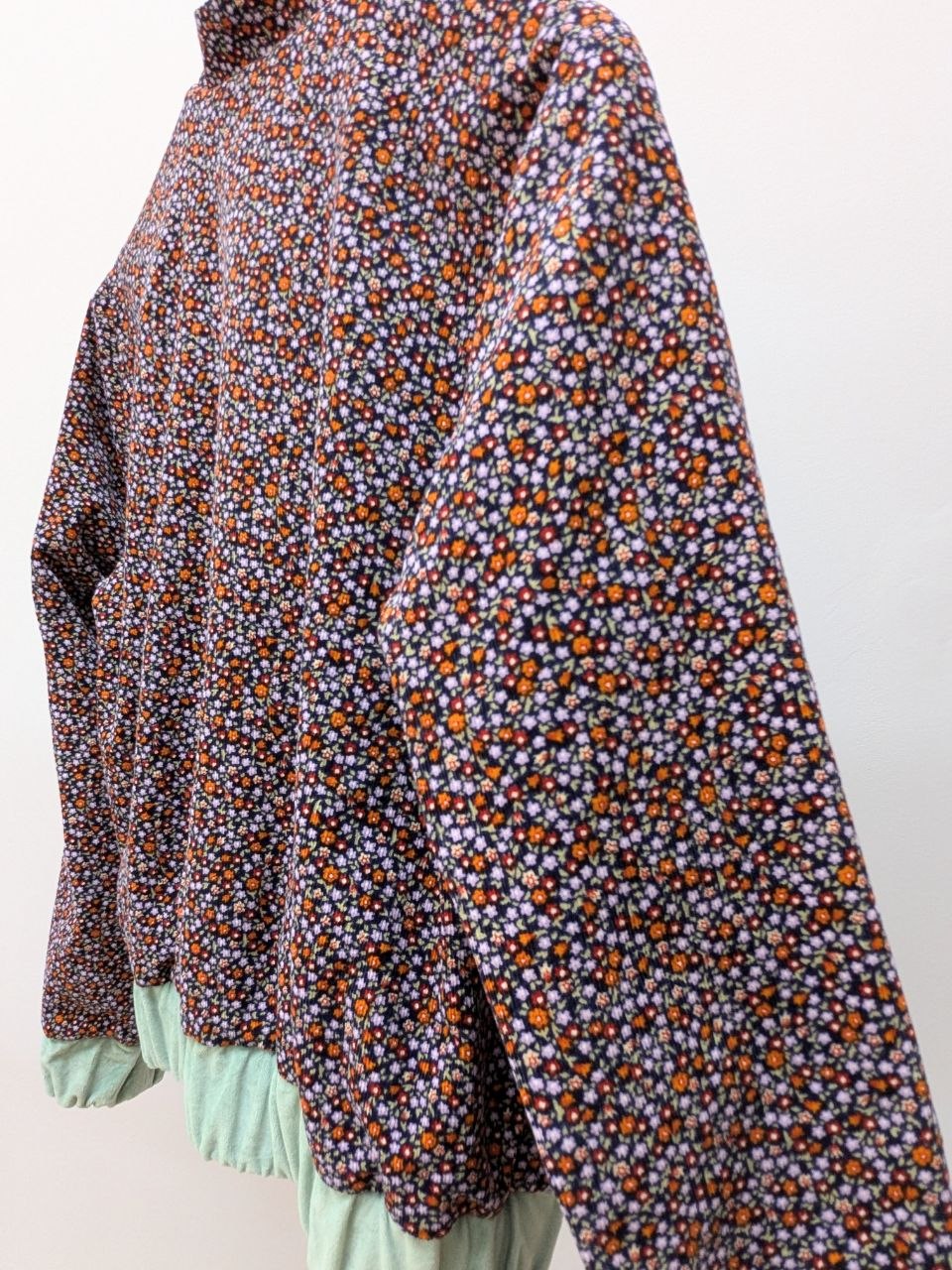 Reversible Velvet Blouson | Mint | Fine Corduroy | Floral Print