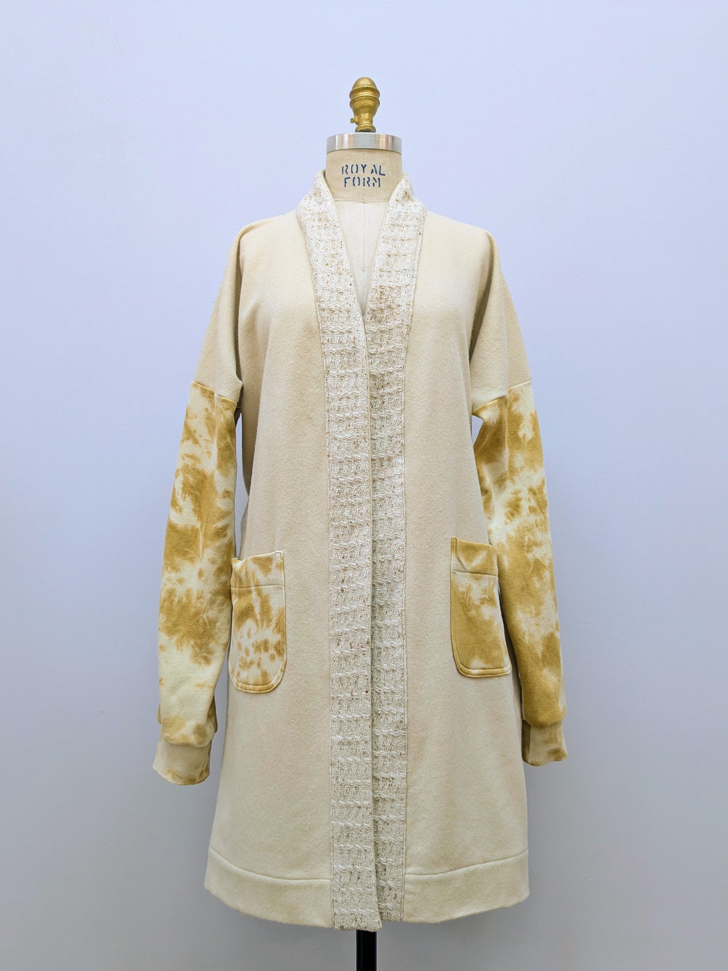 Wollmantel mit Schalkragen Batik