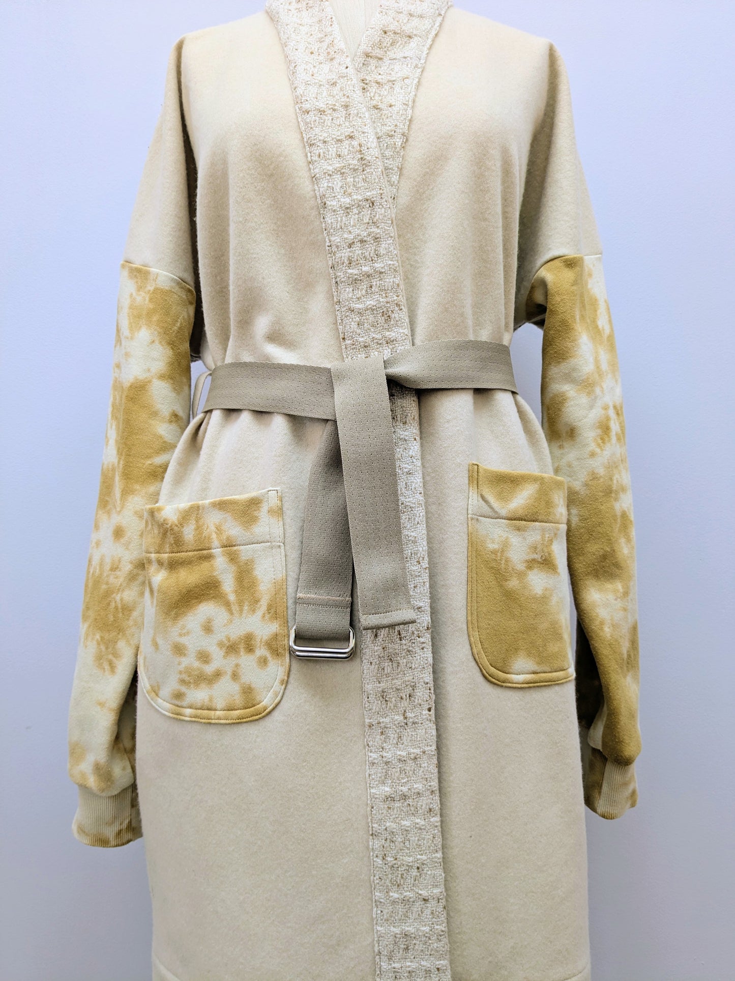 Wollmantel mit Schalkragen Batik