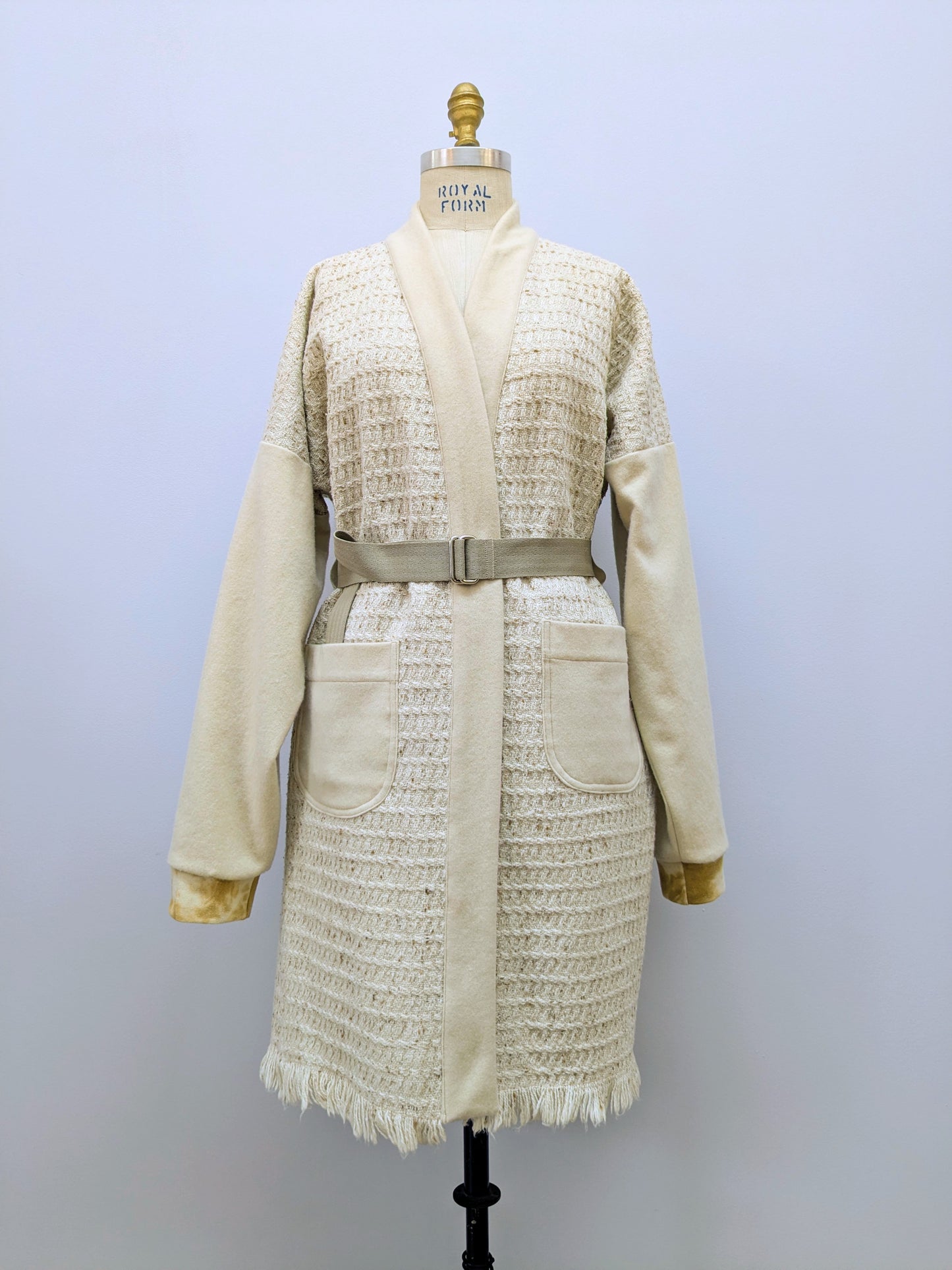 Wollmantel mit Schalkragen Beige