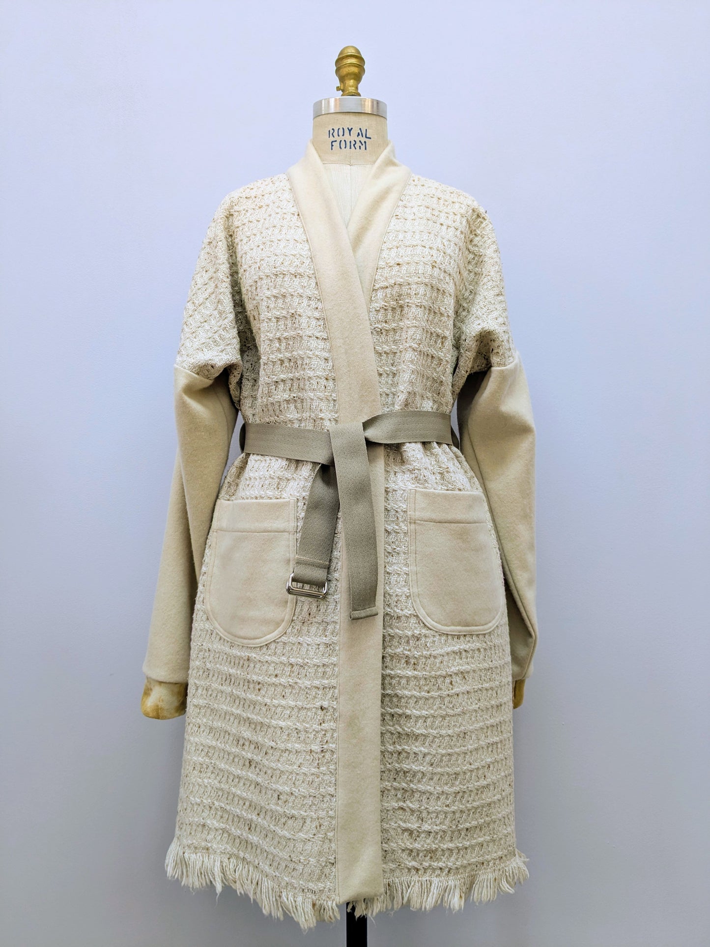 Wollmantel mit Schalkragen Beige