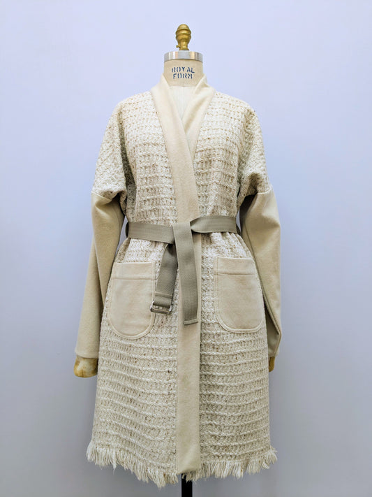 Wollmantel mit Schalkragen Beige