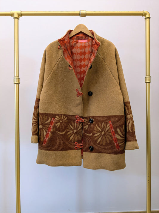 Kurzmantel Wolle | Blumen | Unikat