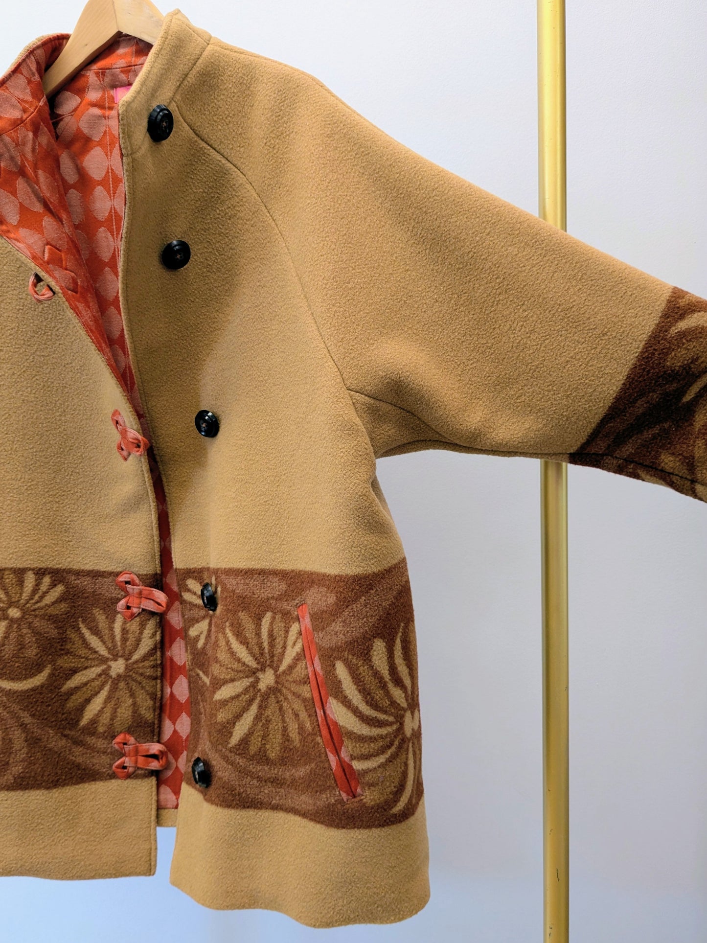 Kurzmantel Wolle | Blumen | Unikat