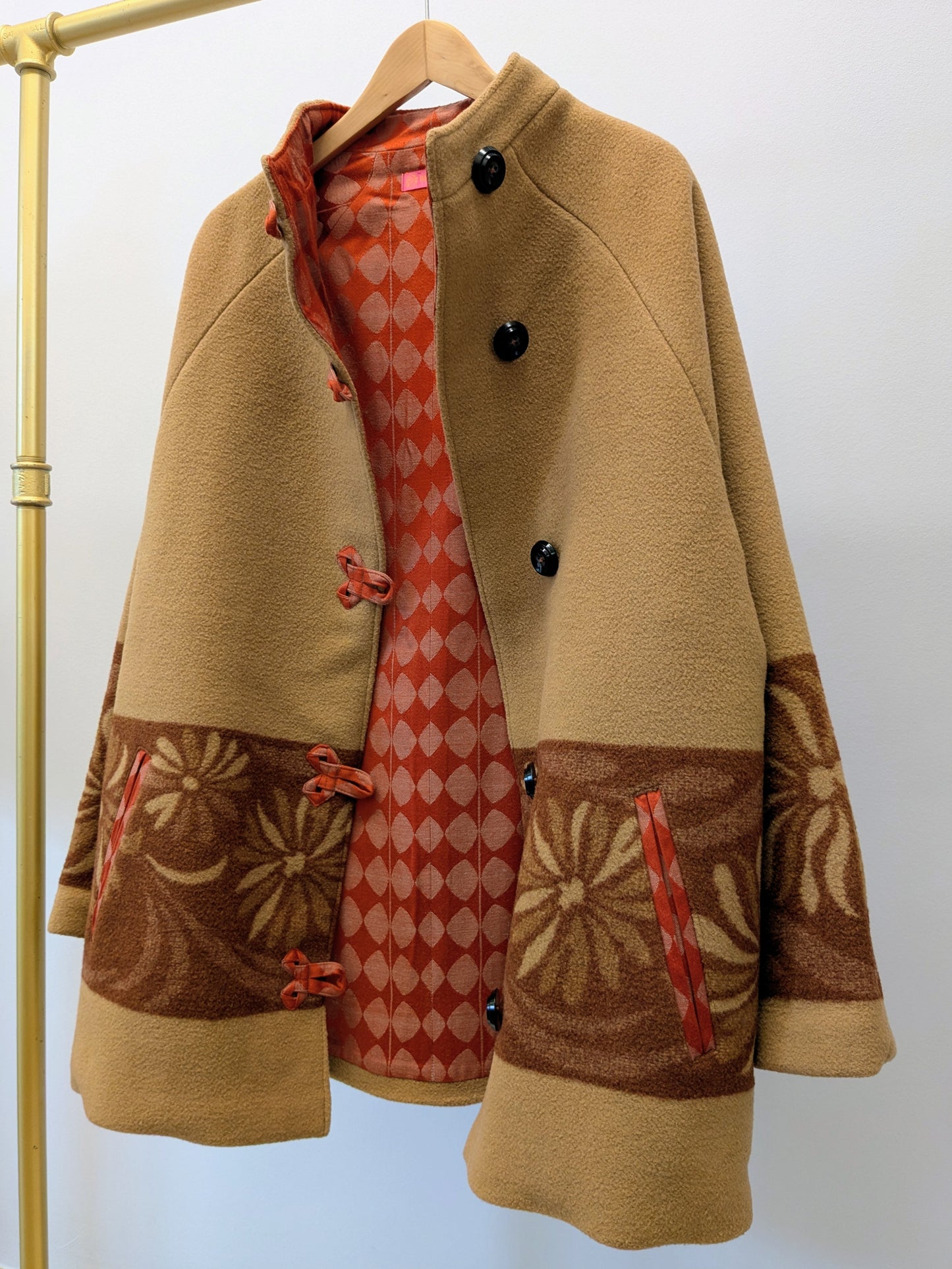 Kurzmantel Wolle | Blumen | Unikat