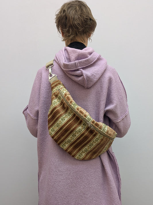 Crossbodybag XL Polster | Streifen | Samt