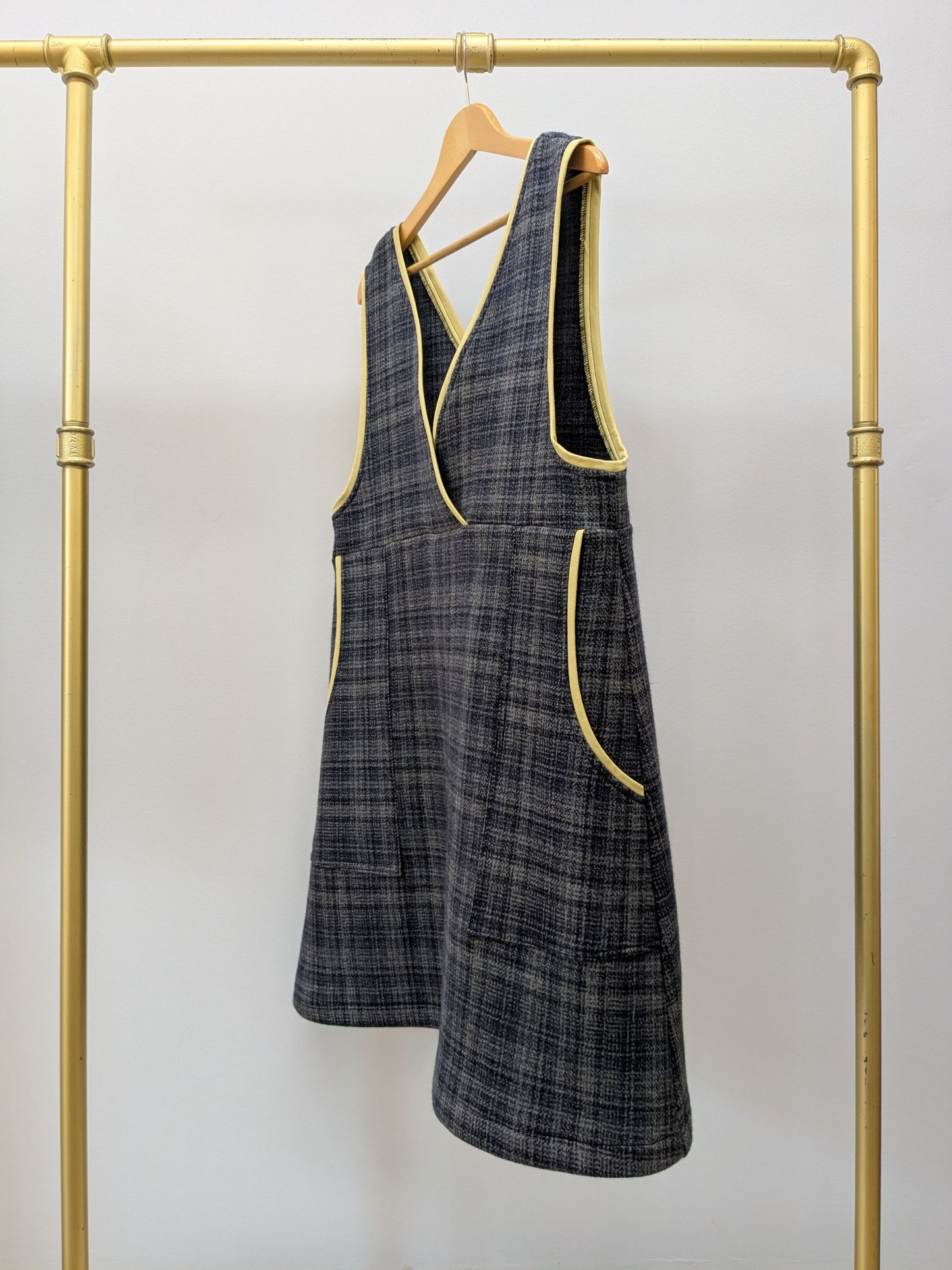 Trägerkleid KARO | Gelb | Grösse L-XL