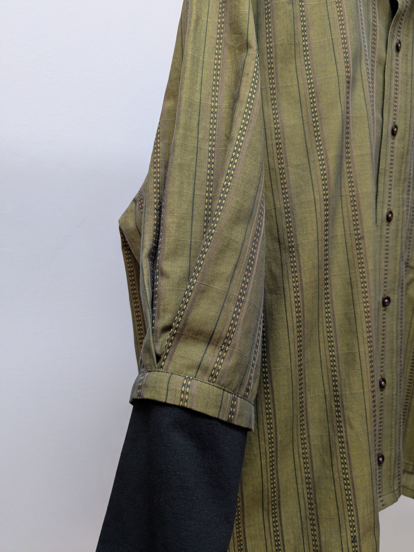 Rüschenbluse Streifen | Grün | Unikat