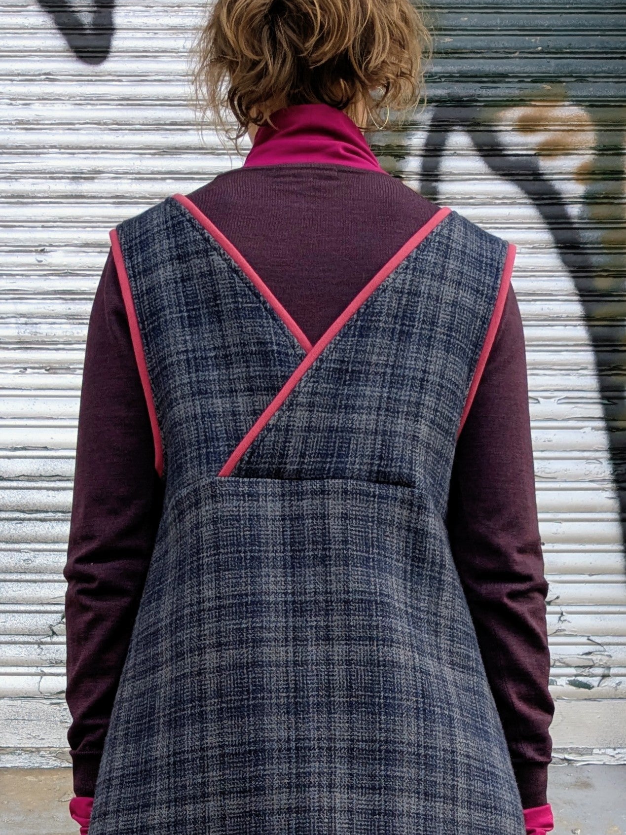 Trägerkleid KARO | Rot | Grösse S-M