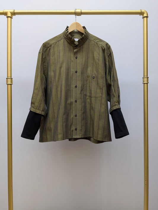 Rüschenbluse Streifen | Grün | Unikat