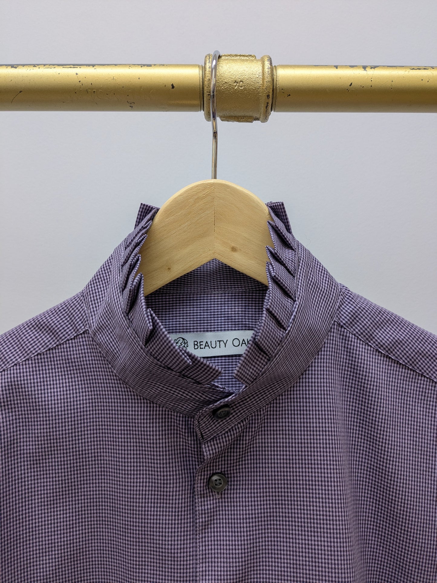 Rüschenbluse Karo | Schwarz | Unikat