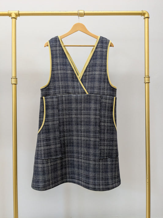 Trägerkleid KARO | Gelb | Grösse L-XL