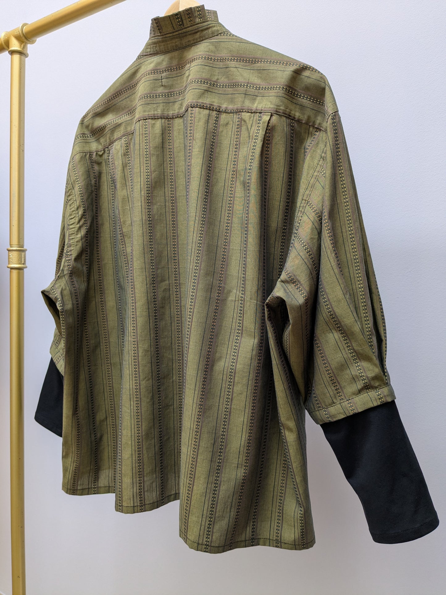 Rüschenbluse Streifen | Grün | Unikat