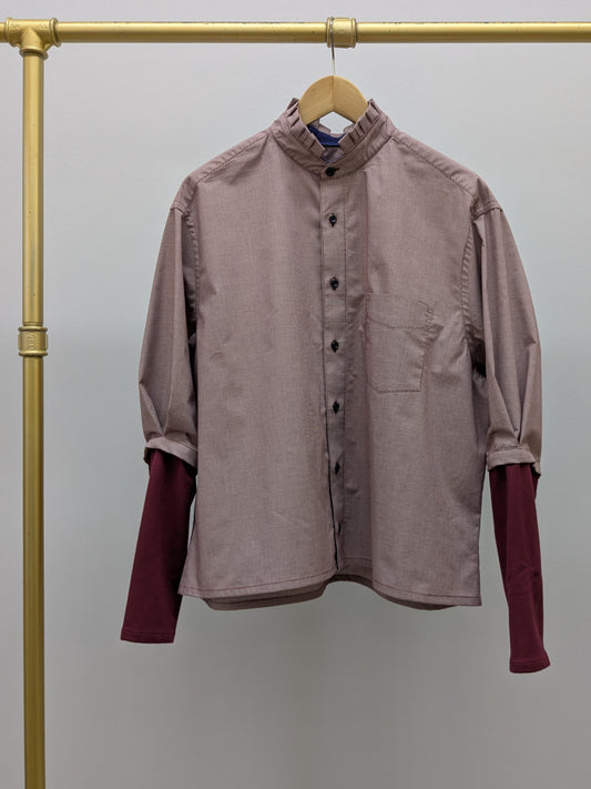 Rüschenbluse Minikaro | Weinrot | Unikat