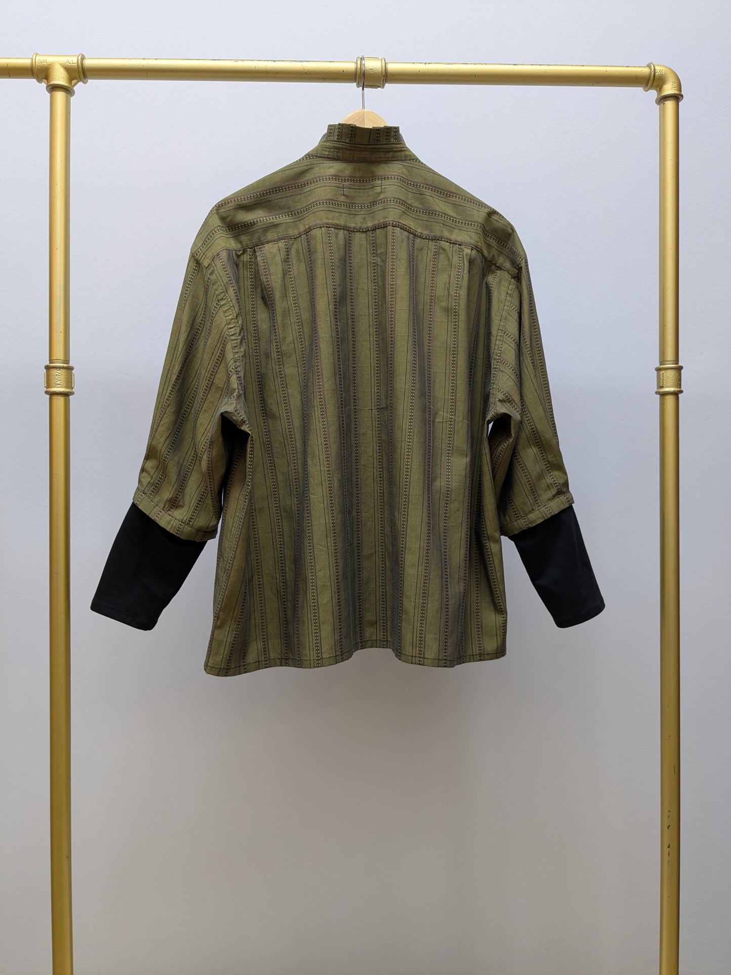 Rüschenbluse Streifen | Grün | Unikat