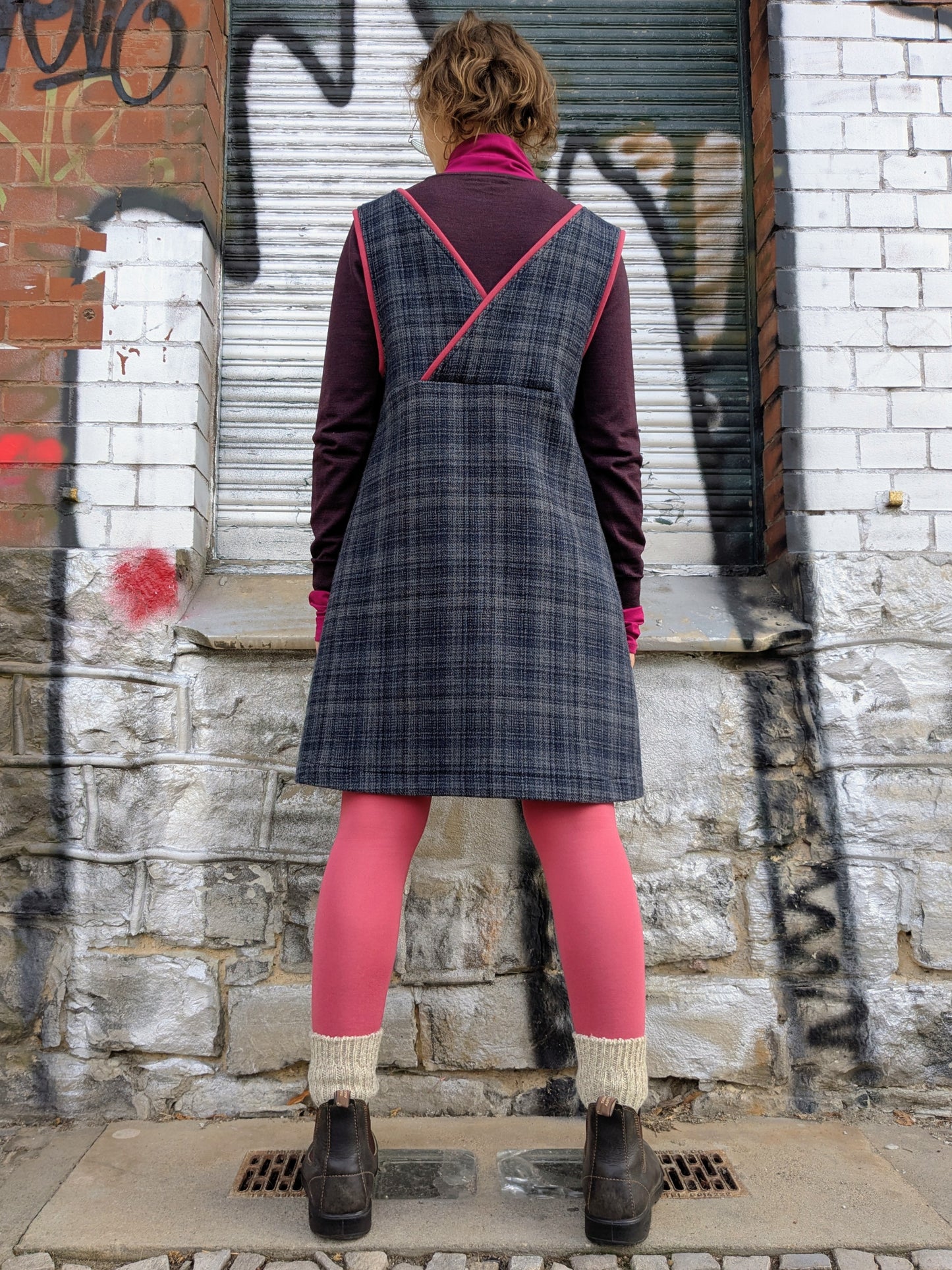 Trägerkleid KARO | Rot | Grösse S-M