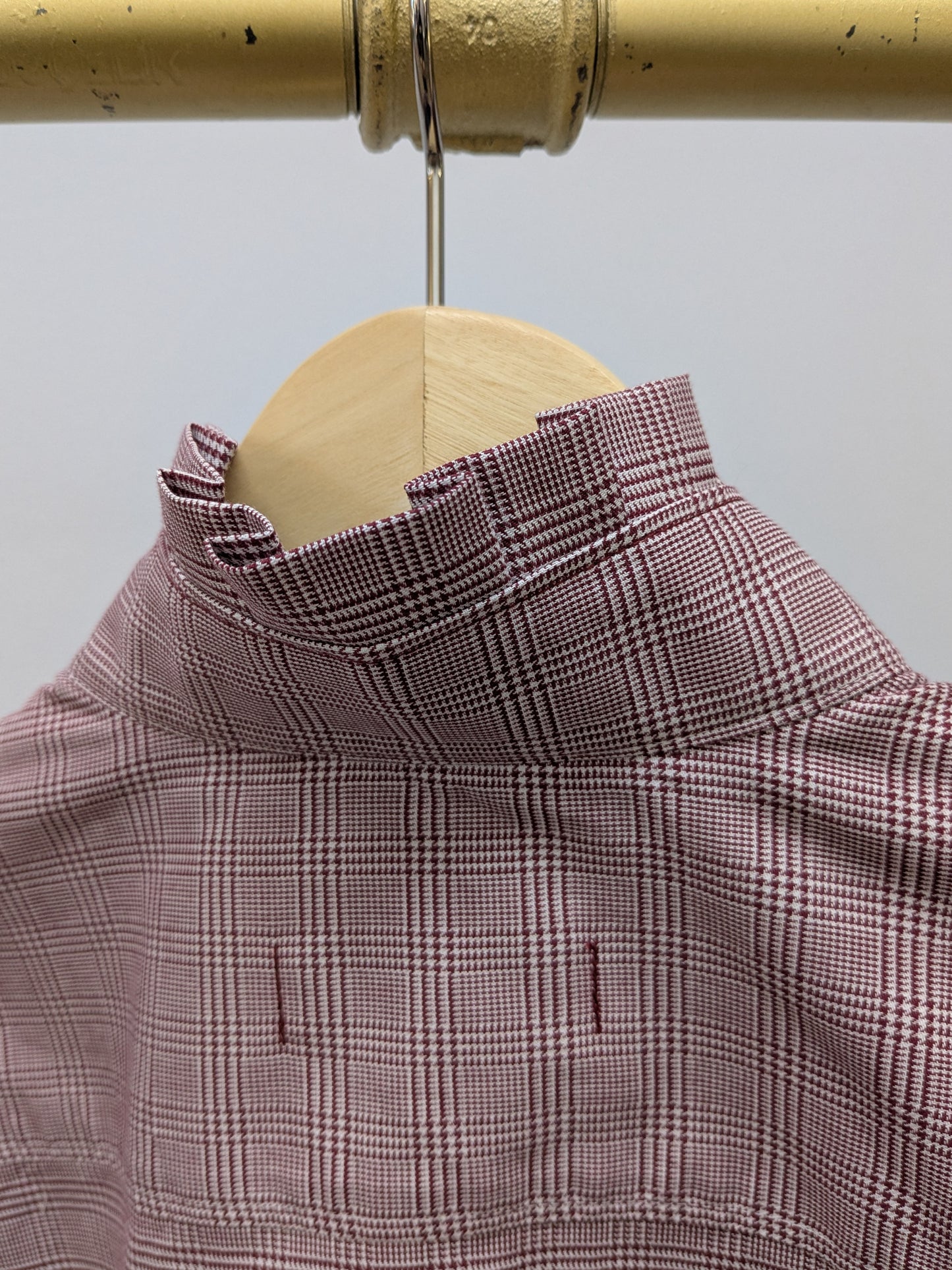 Rüschenbluse Karo | Weinrot | Unikat