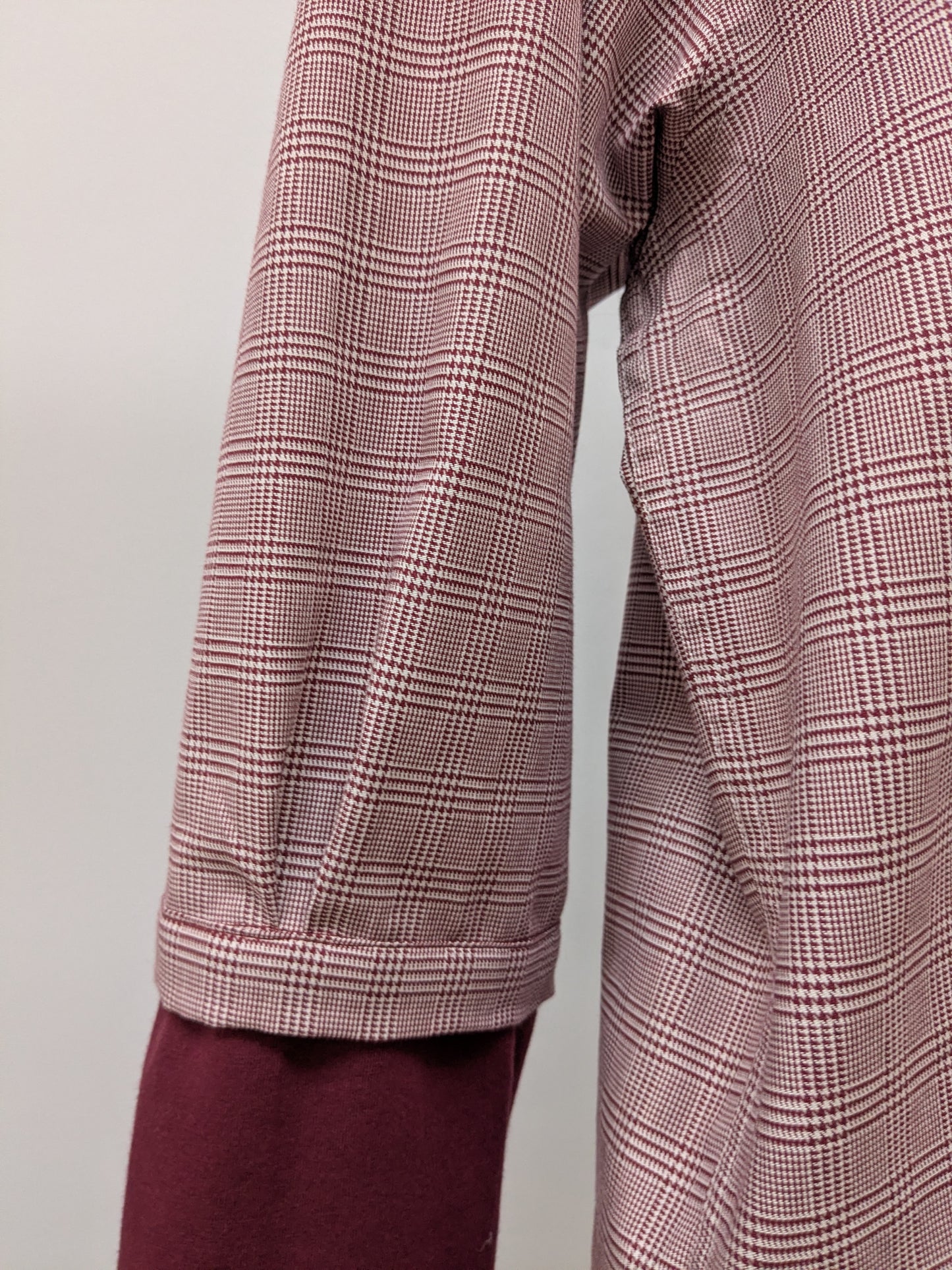 Rüschenbluse Karo | Weinrot | Unikat