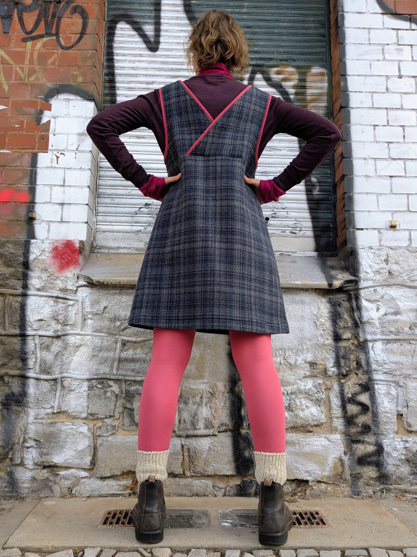 Trägerkleid KARO | Rot | Grösse S-M