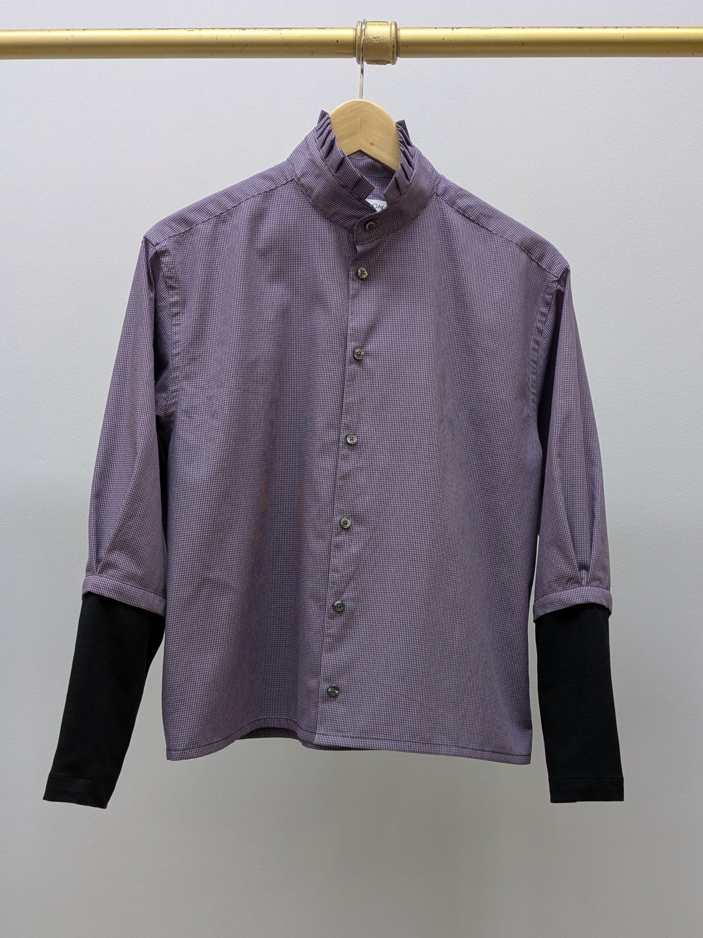 Rüschenbluse Karo | Schwarz | Unikat