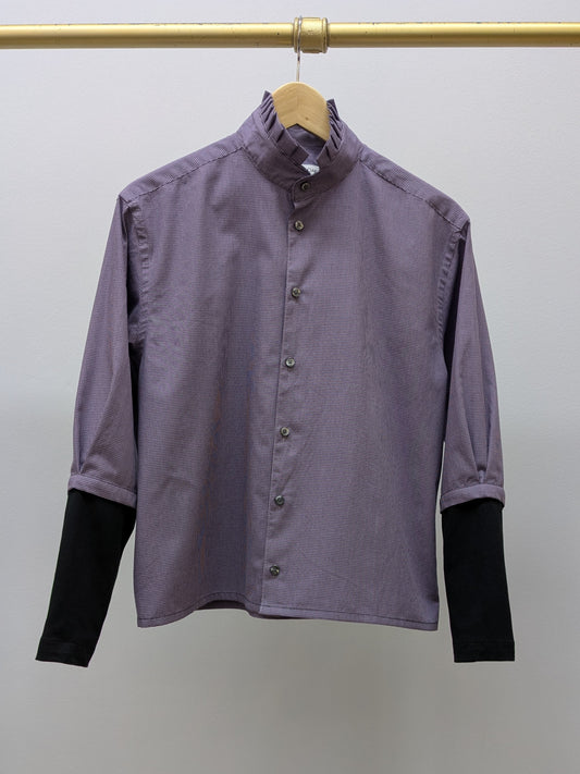 Rüschenbluse Karo | Schwarz | Unikat