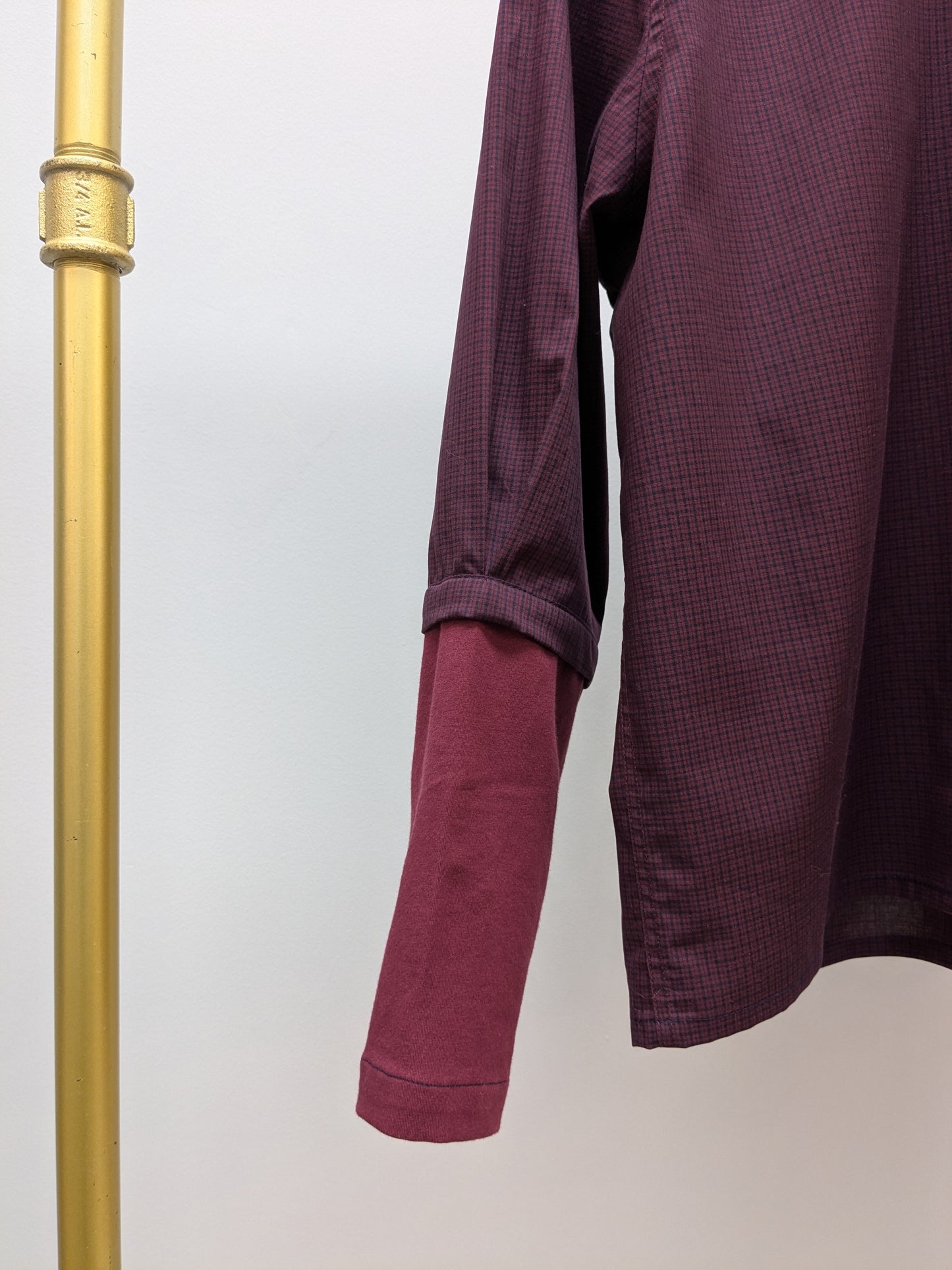 Rüschenbluse Karo | Weinrot | Unikat