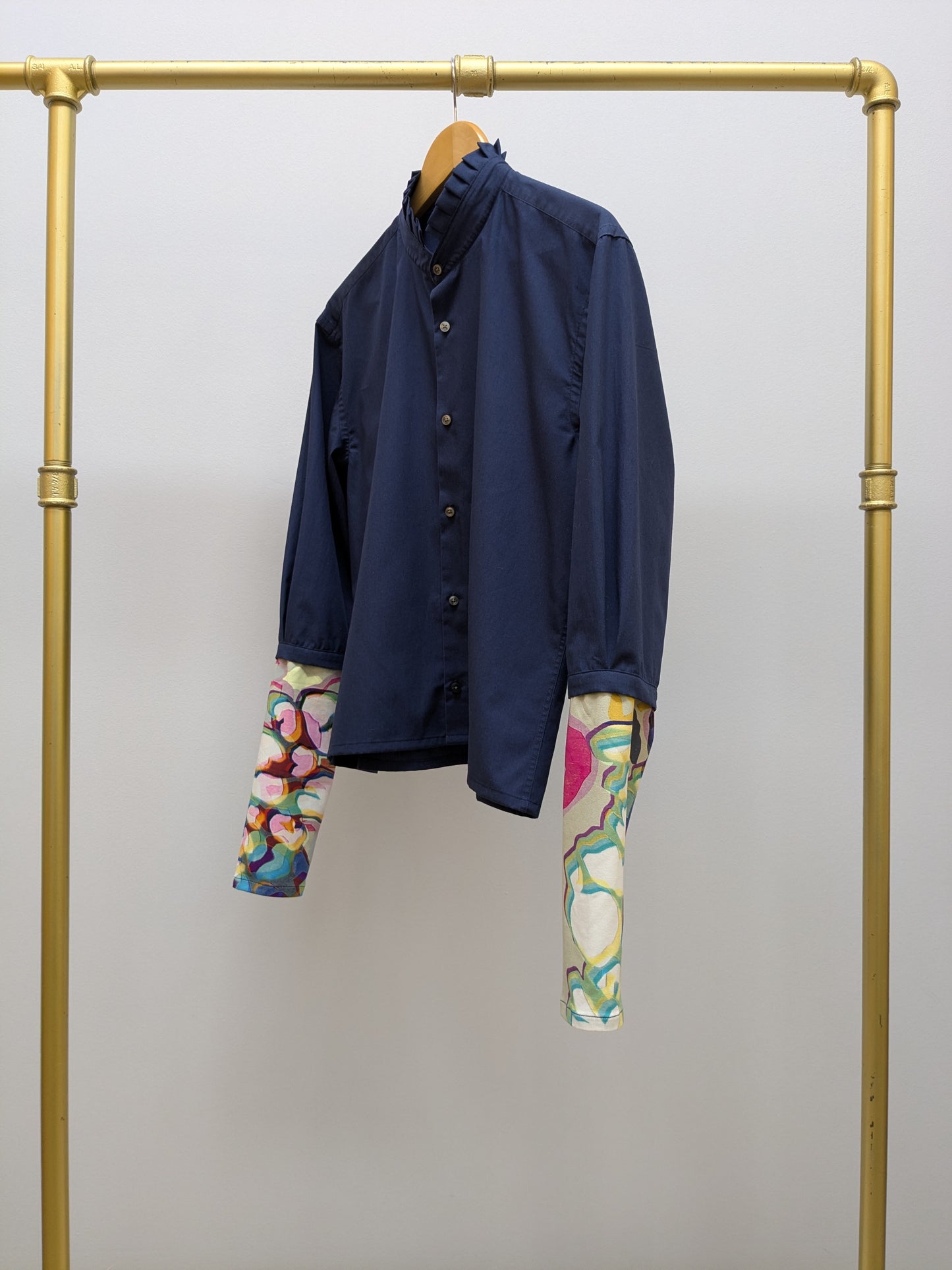 Rüschenbluse Dunkelblau | Delani | Unikat