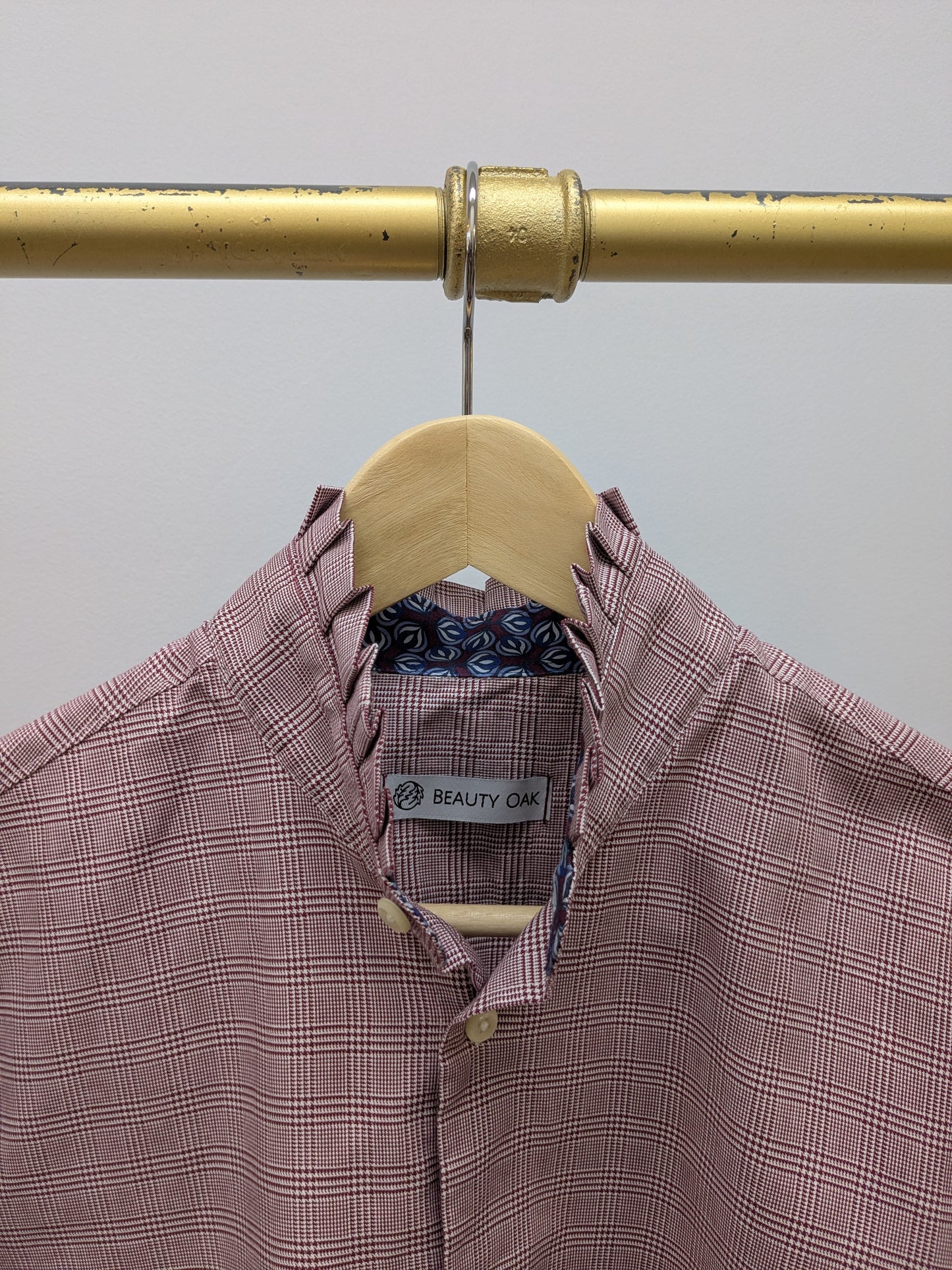 Rüschenbluse Karo | Weinrot | Unikat