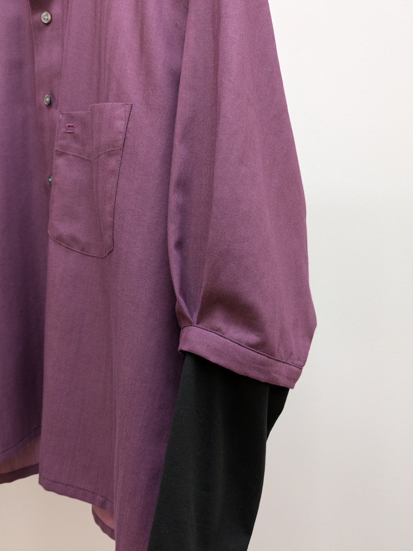 Ruffled blouse with stripes | Berry | Unique piece