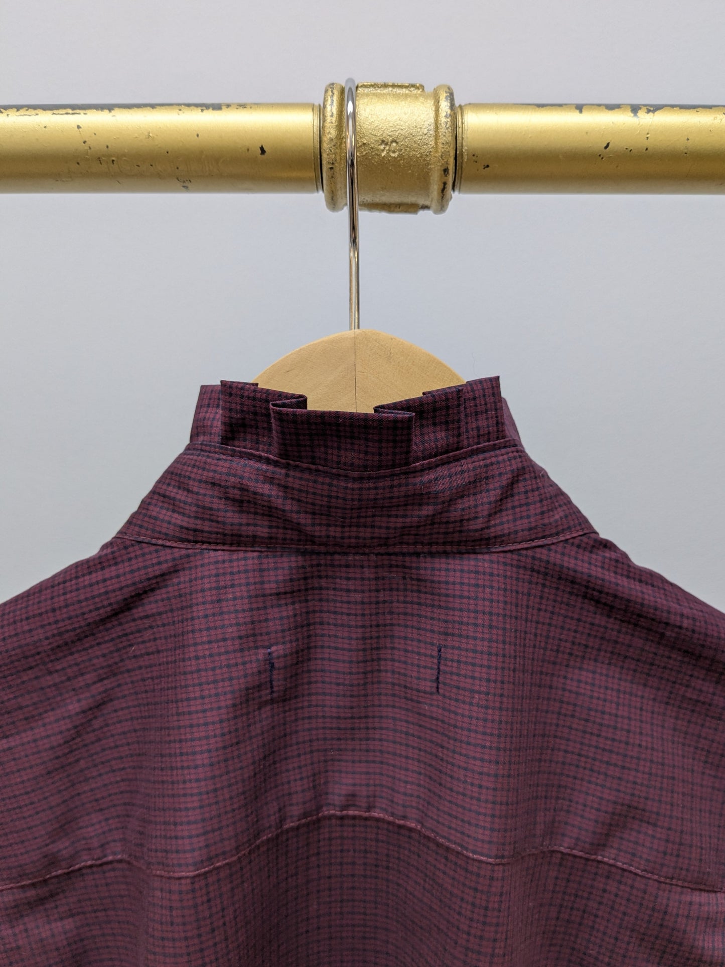 Rüschenbluse Karo | Weinrot | Unikat