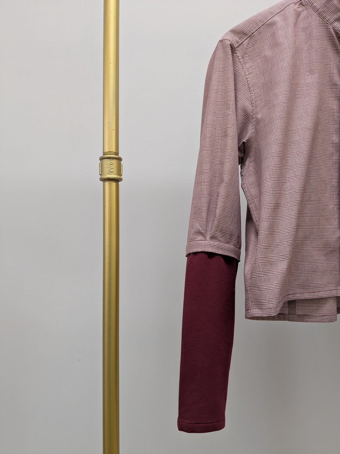 Rüschenbluse Karo | Weinrot | Unikat