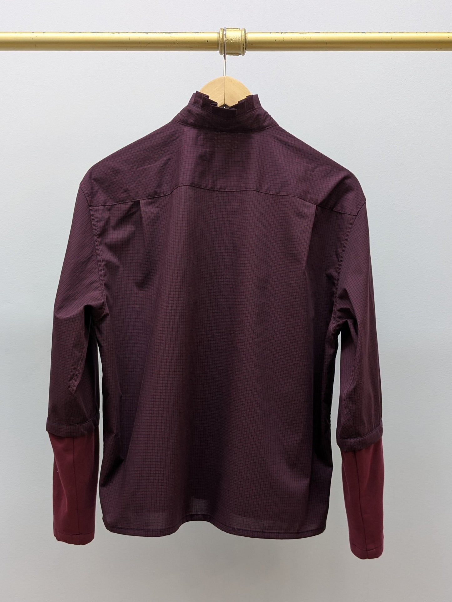 Rüschenbluse Karo | Weinrot | Unikat