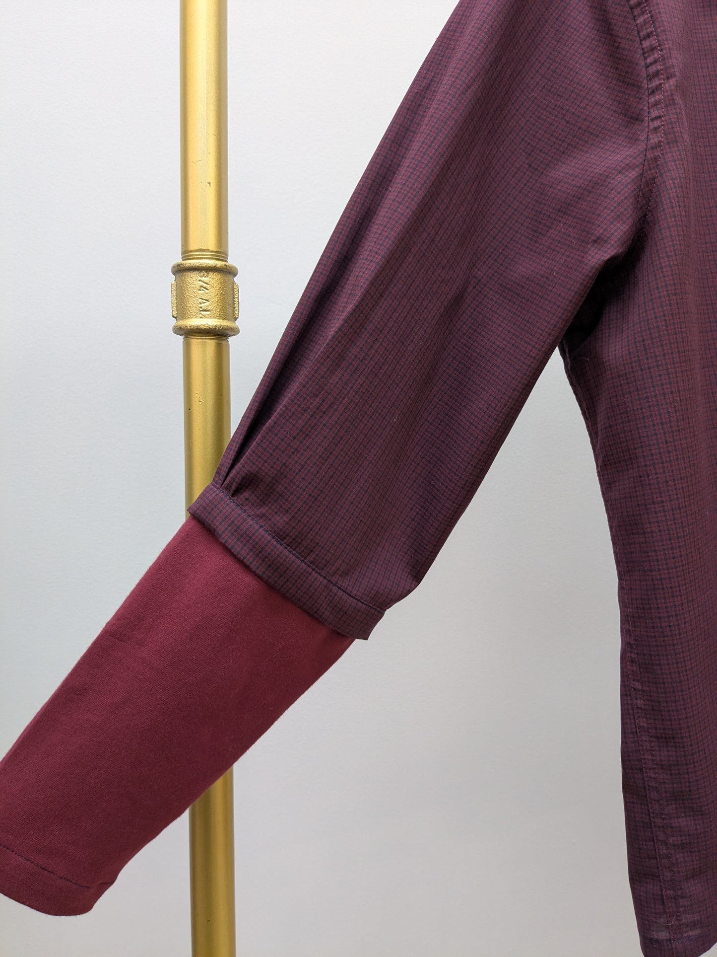 Rüschenbluse Karo | Weinrot | Unikat