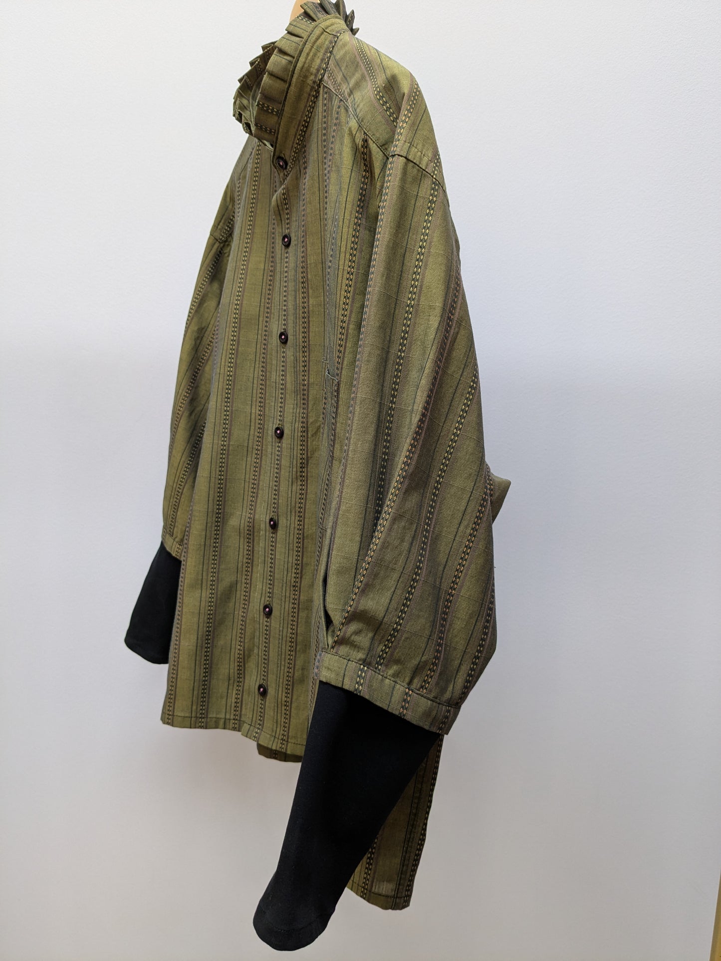 Rüschenbluse Streifen | Grün | Unikat