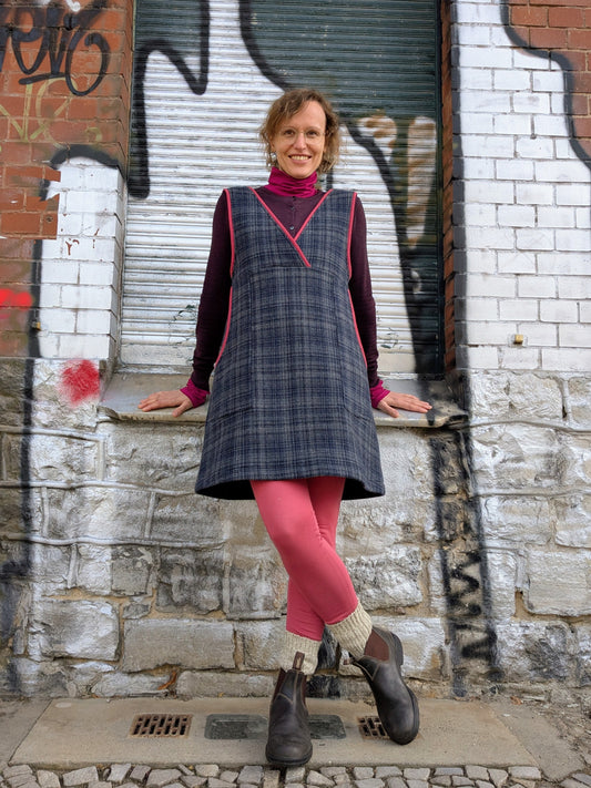 Trägerkleid KARO | Rot | Grösse S-M